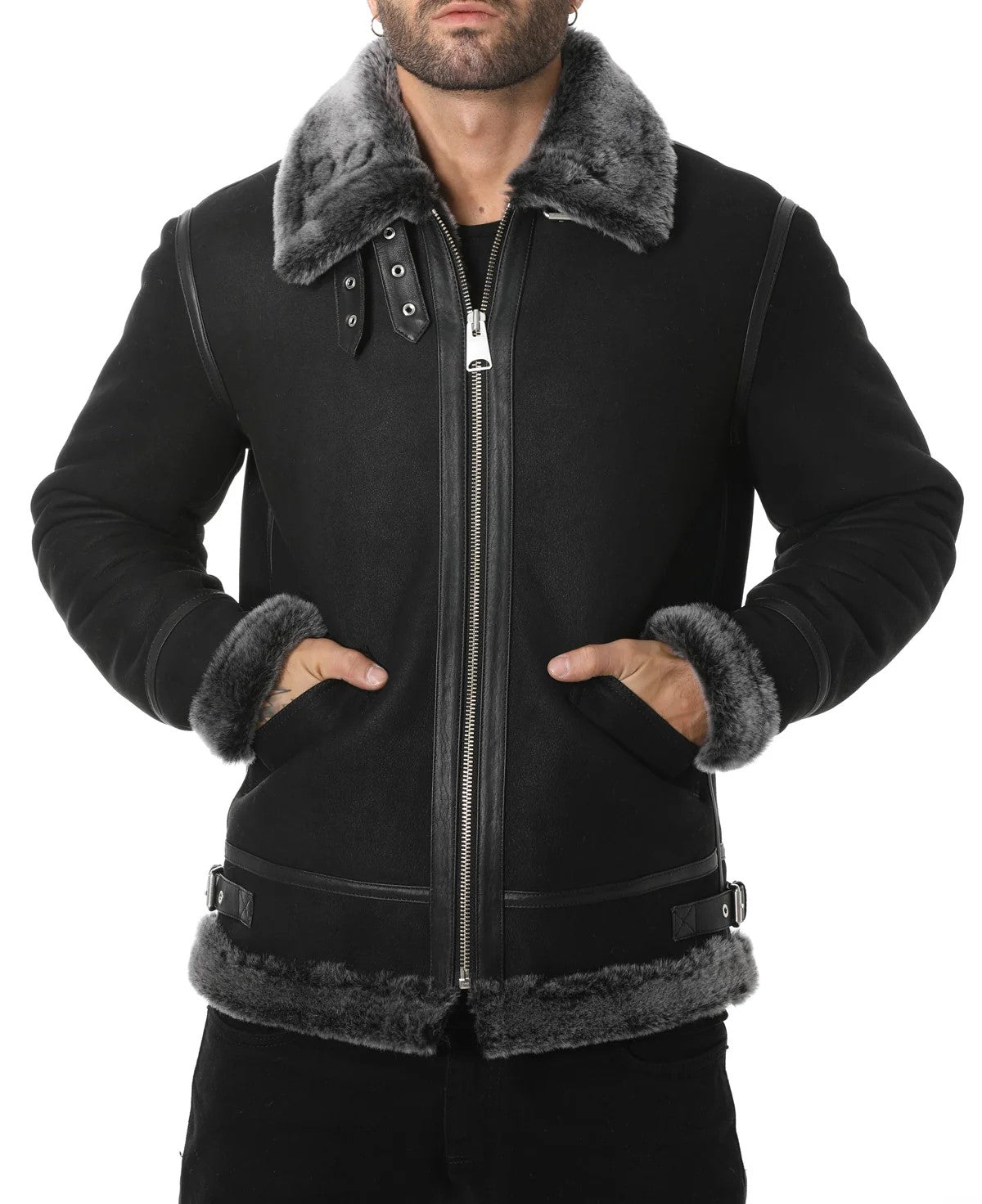 Premium Shearling Fur Leather Jacket, ultra soft original fur jacket, bomber jacket