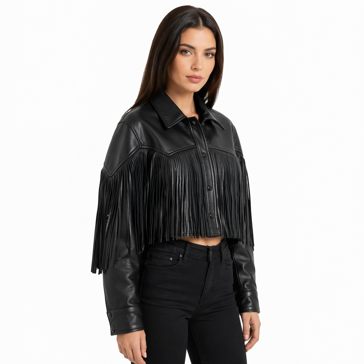 Women’s Black Fringe Leather Jacket