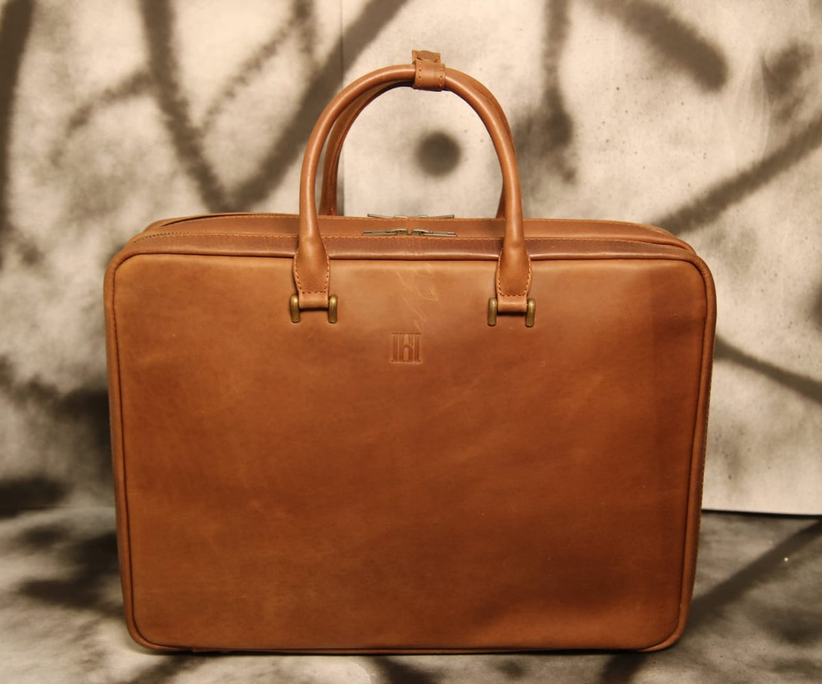 Men&#39;s leather laptop briefcase organizer bag