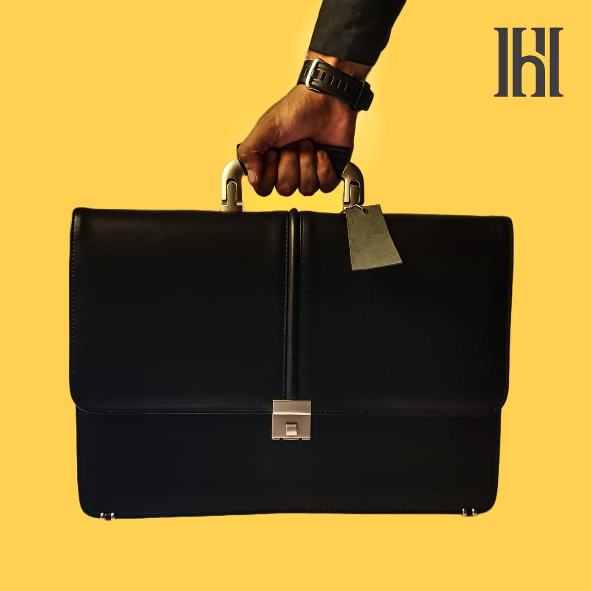 Leather briefcase bag, business bag for office work