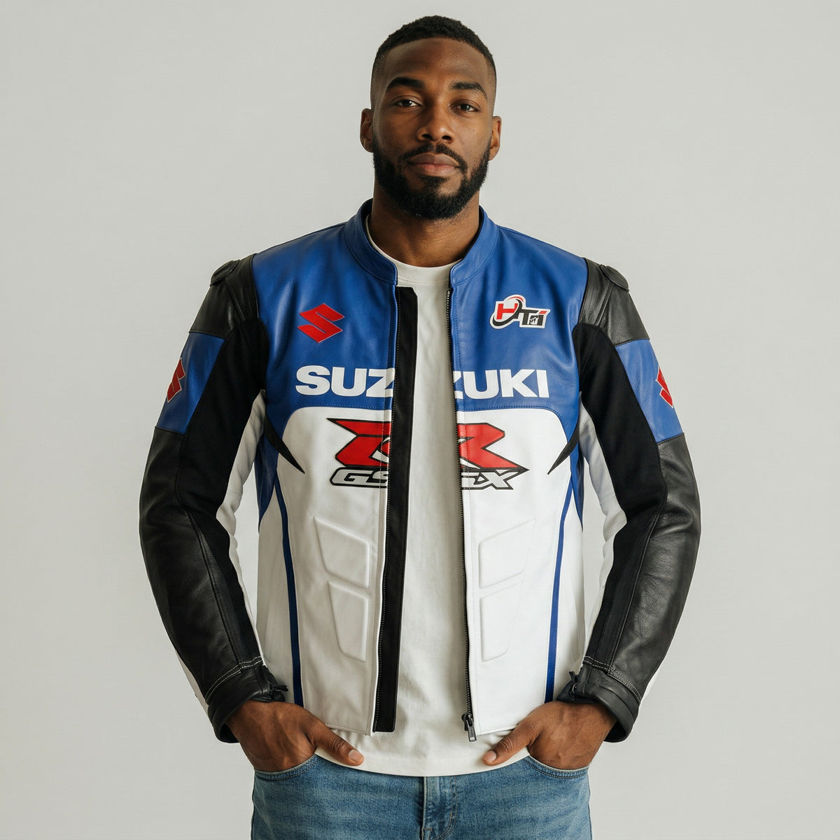 Suzuki GSX-R BlackWing Motorcycle Racing Leather Jacket