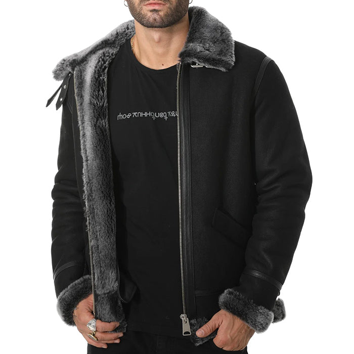 Premium Shearling Fur Leather Jacket, ultra soft original fur jacket, bomber jacket