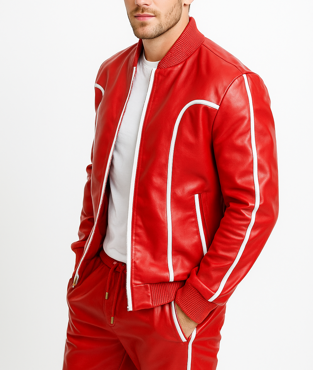 Men's Leather Track Suit Sweatsuit