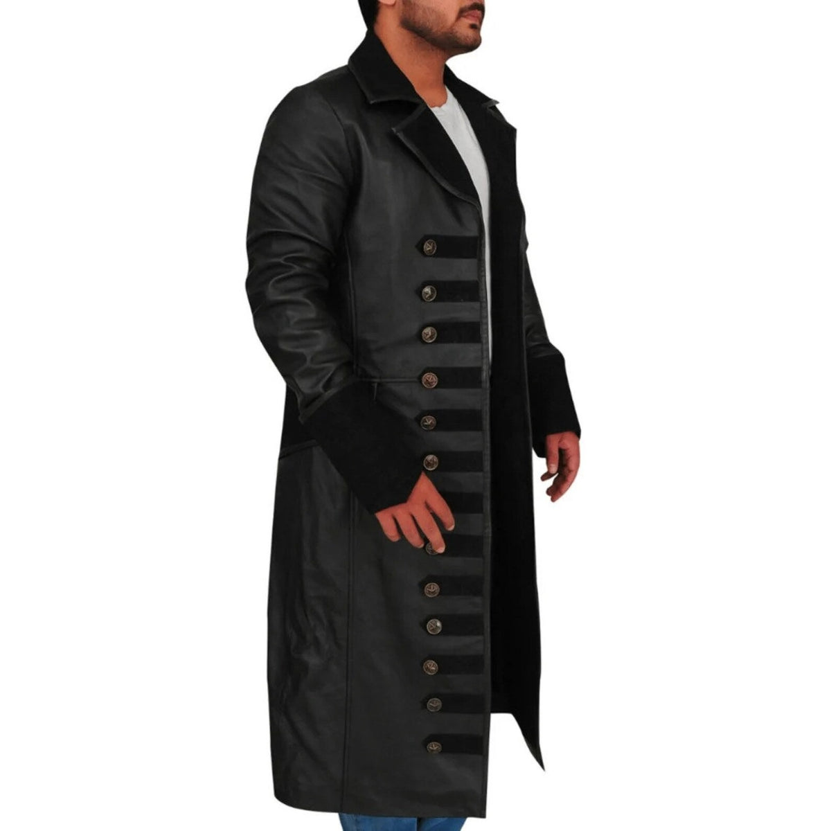 Long leather pirate coat for men&#39;s, premium quality long coat for men&#39;s