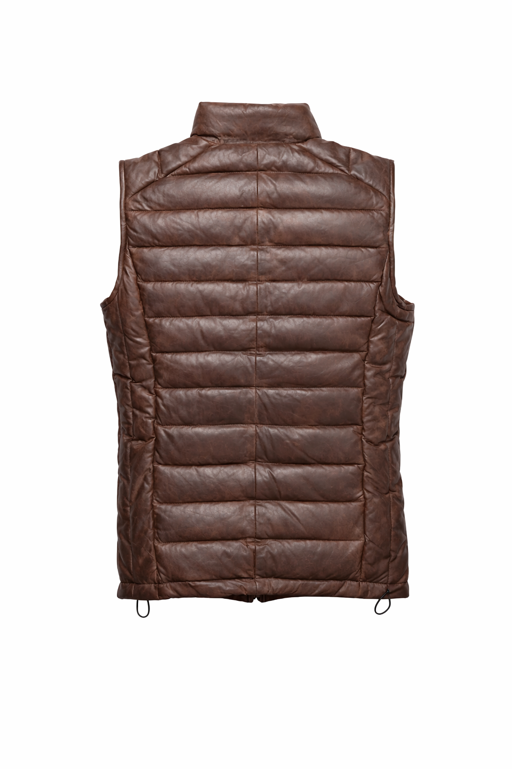 Brown Leather Men's Puffer Vest Jacket