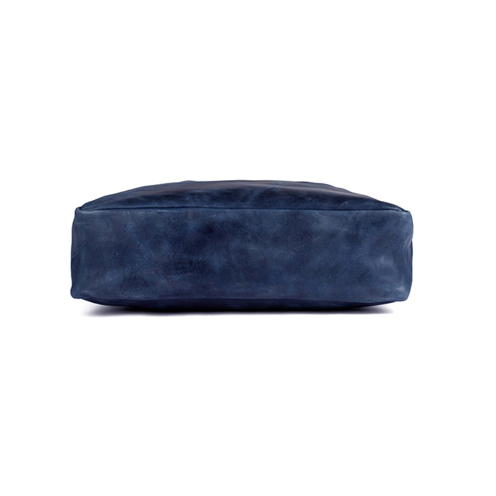 Ladies leather shopping bag, Dark water Blue bag