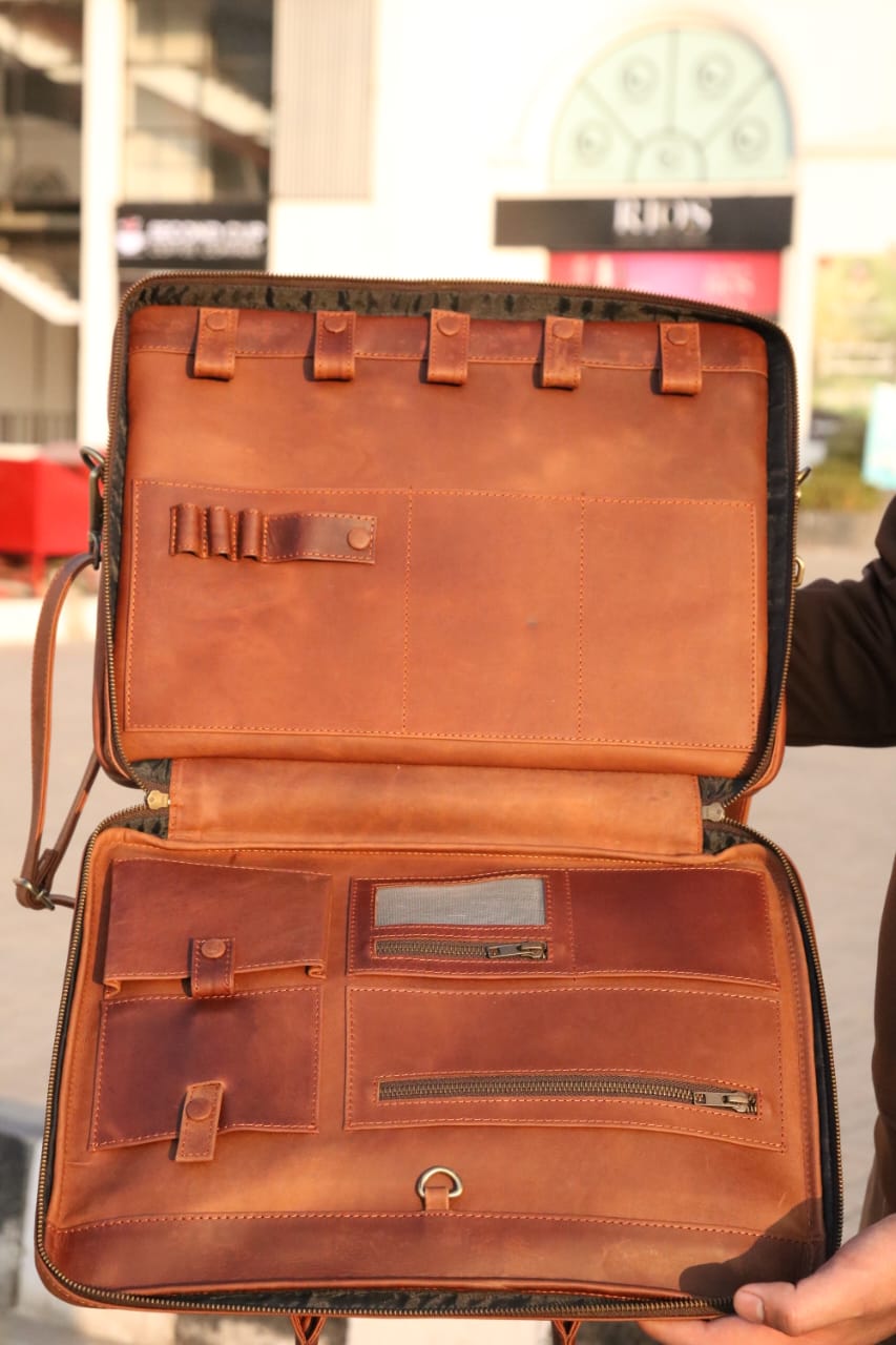 Double compartment laptop bag for work