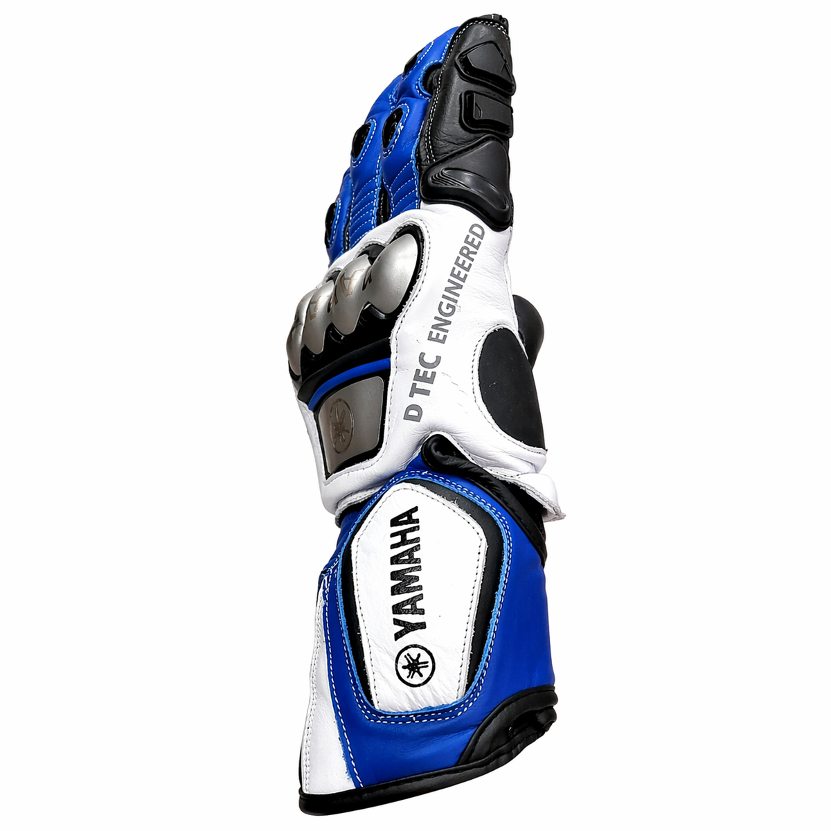 Yamaha Blue Leather Motorcycle Racing Gloves