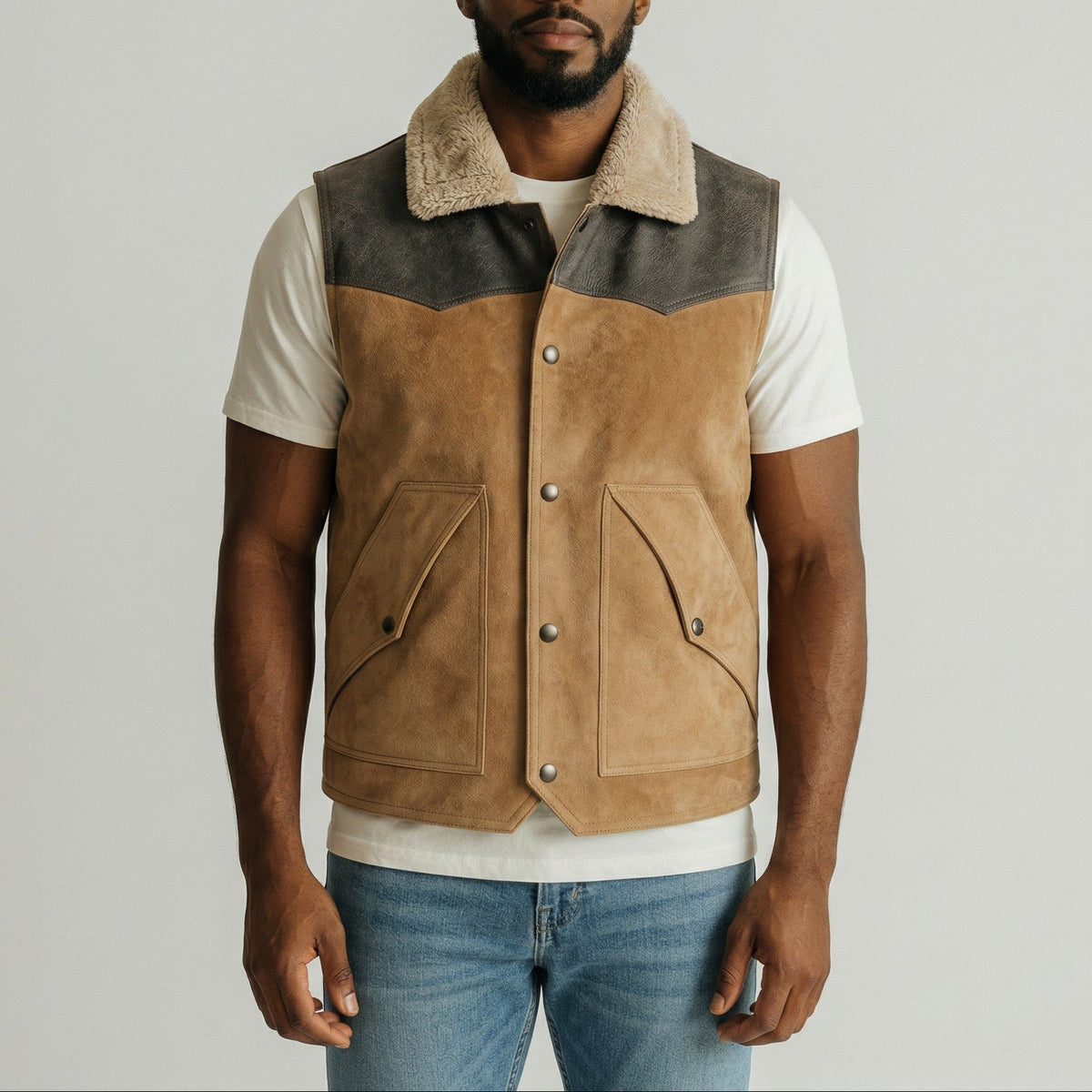 Men’s Western Cowboy Style Suede Leather Vest