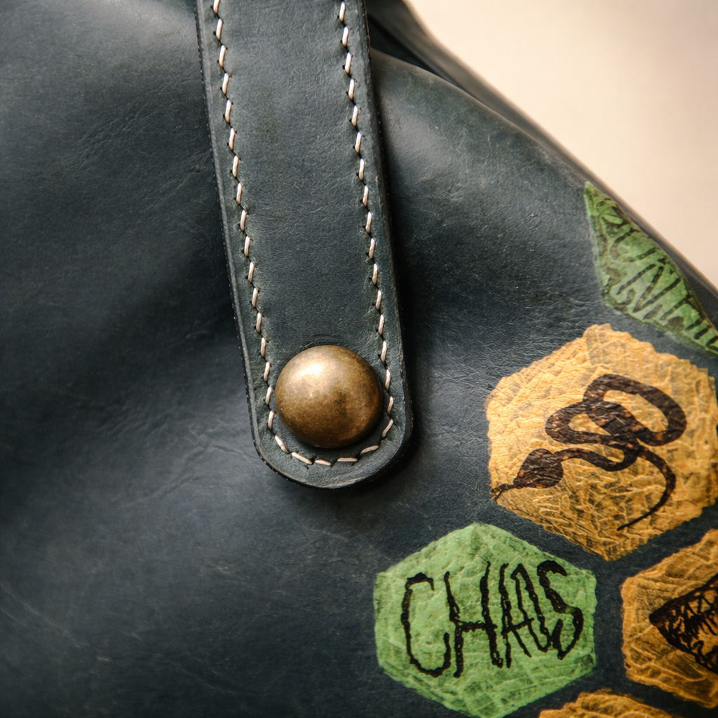 Round Shape Ladies Leather Handbag — Halloween Leather Tote Bag