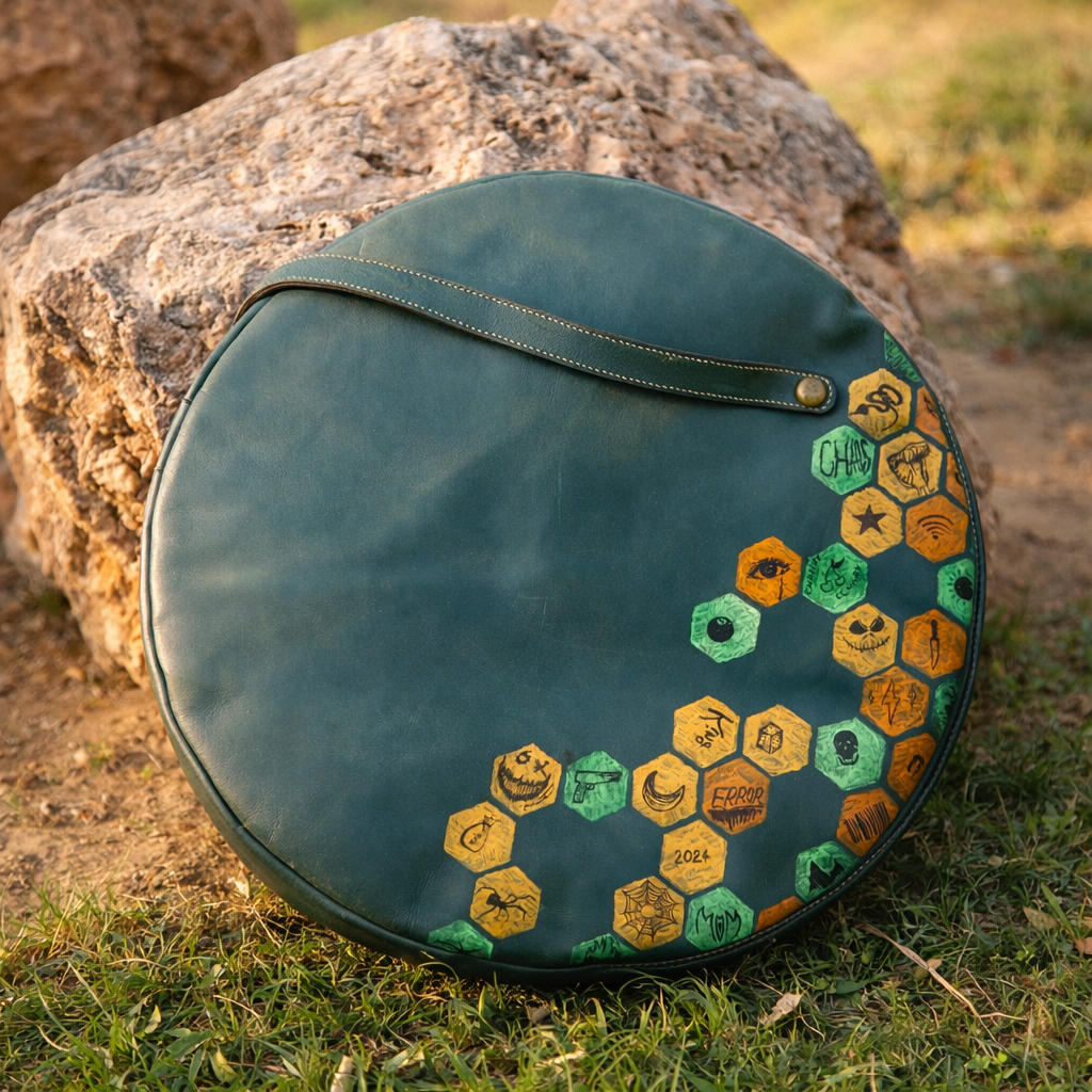 Round Shape Ladies Leather Handbag — Halloween Leather Tote Bag