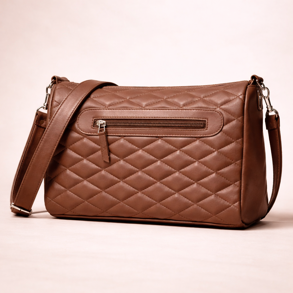 Ladies Leather Handbag – Diamond Cut Shape Bag