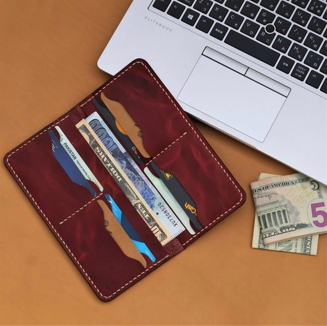 Long Leather Handmade Wallet, card organizer
