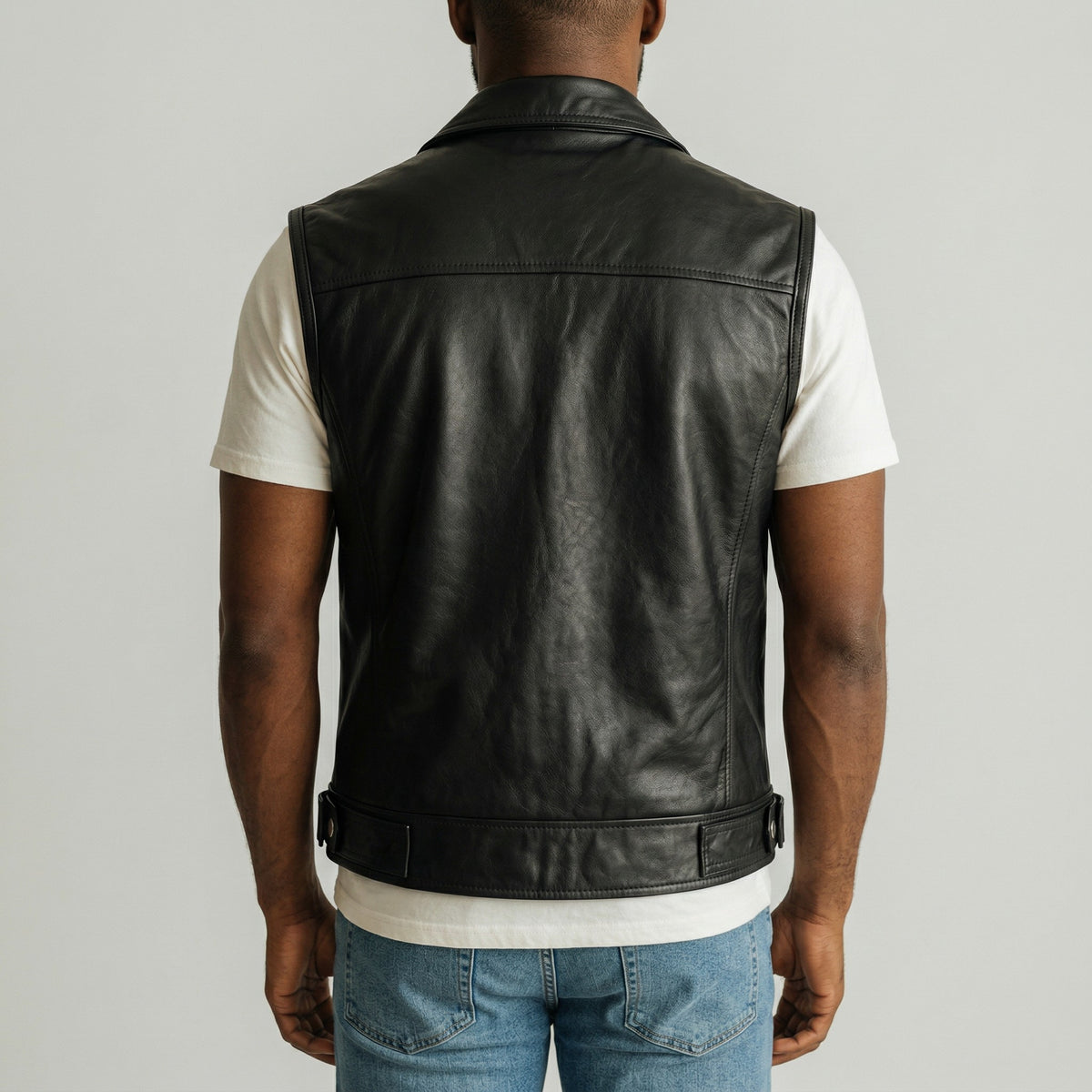 Leather biker West for men's
