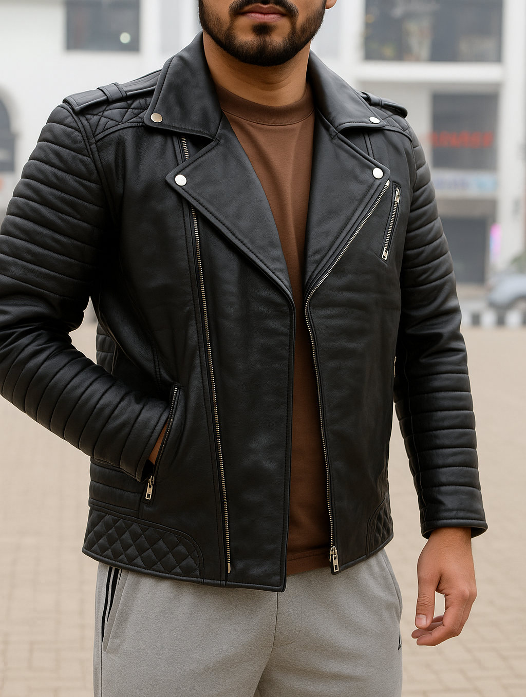 Men&#39;s biker Leather Jacket, lambskin original leather jackets