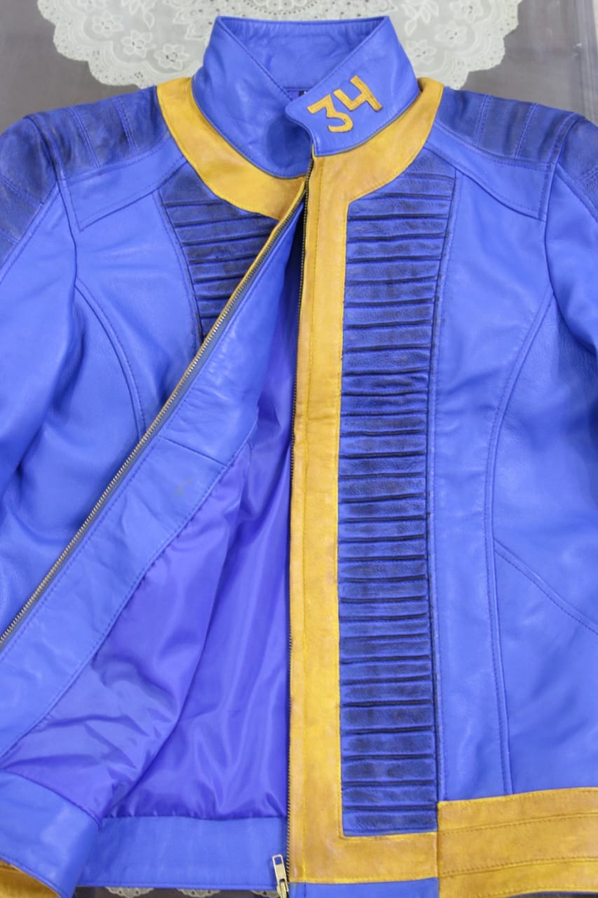 Lucy Vault 34 Blue New Vegas Costume Cosplay Leather Jacket