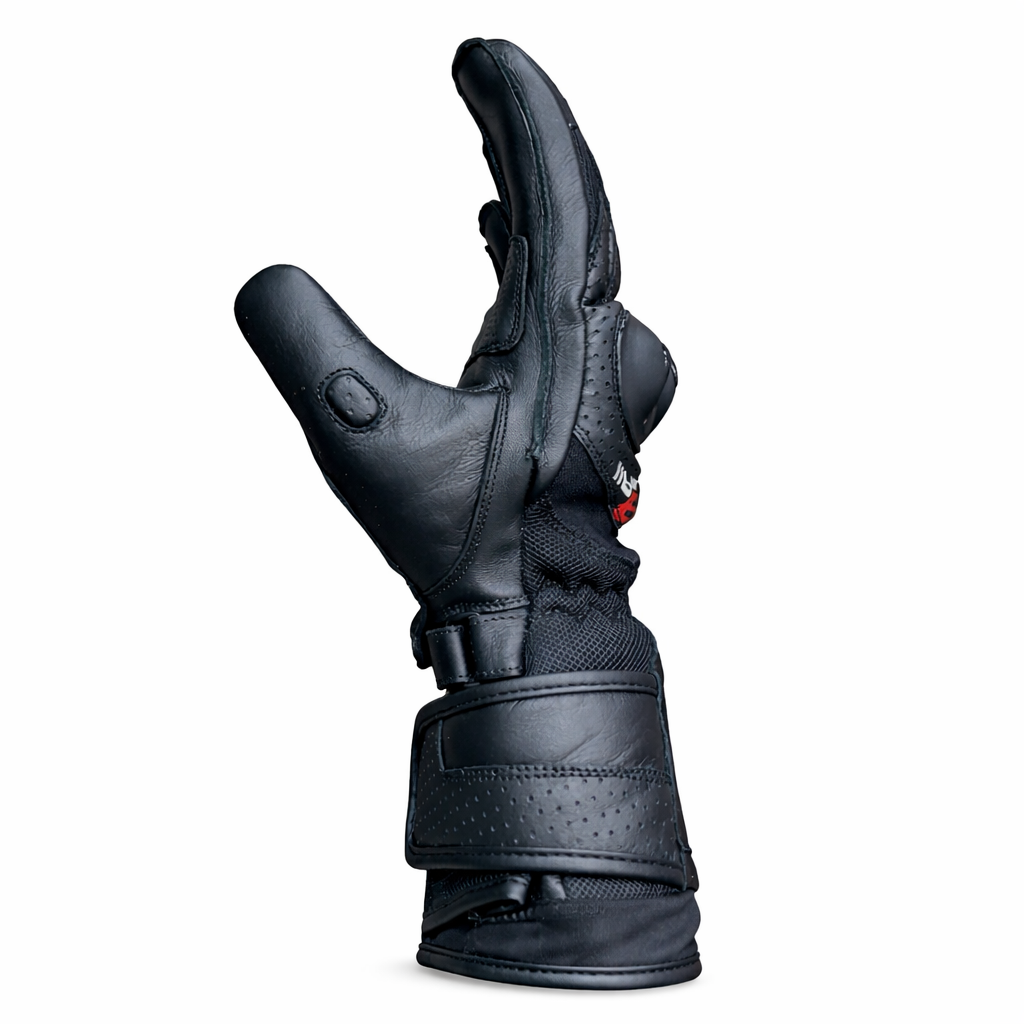 Black Alpinestars SP-8 Motorcycle Riding Gloves on a white background