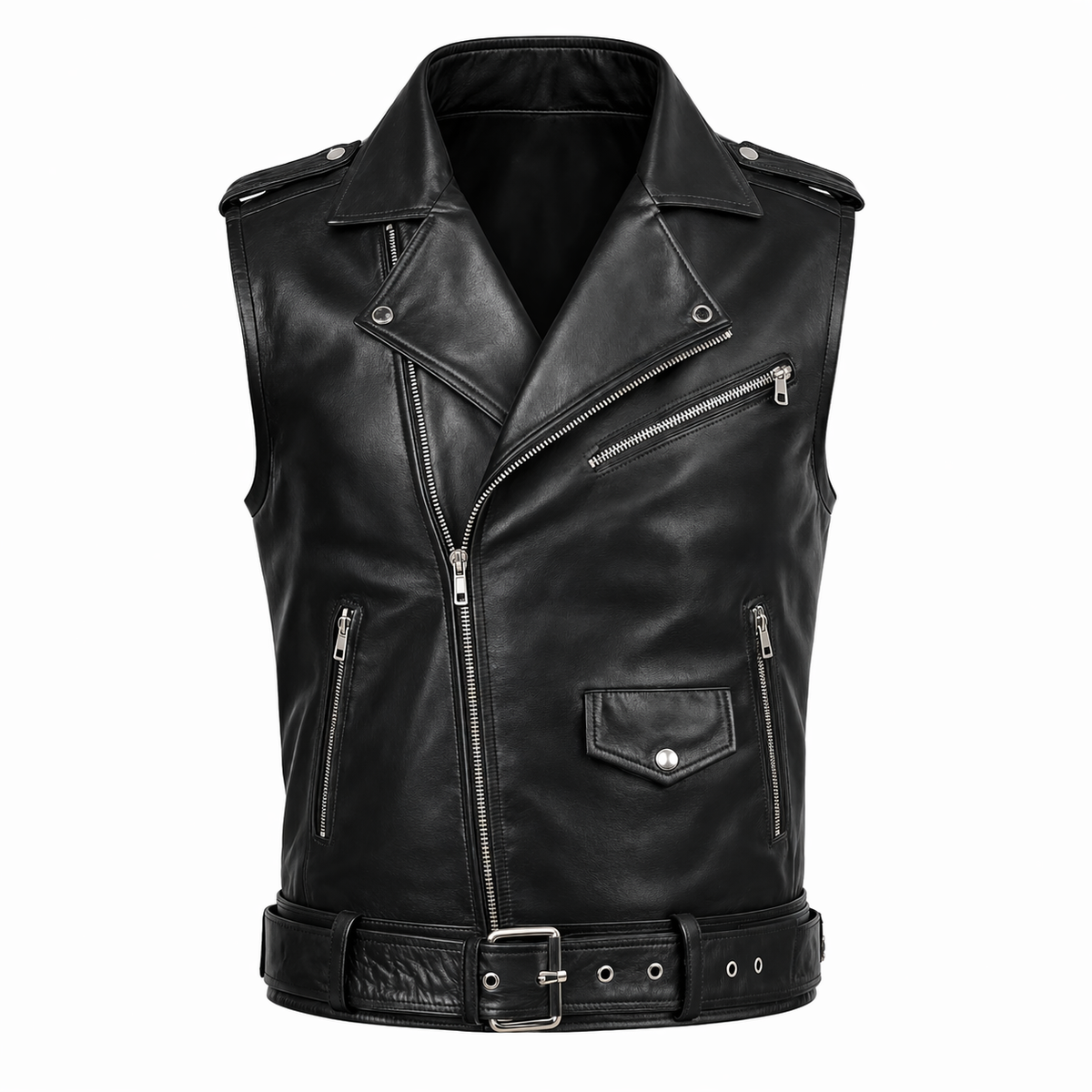 Leather biker West for men's