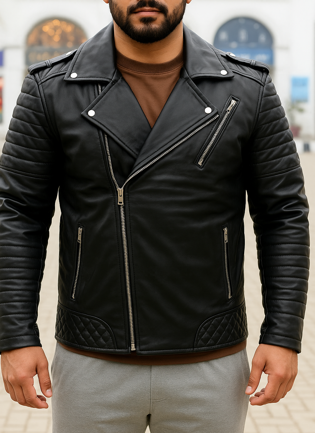 Men&#39;s biker Leather Jacket, lambskin original leather jackets