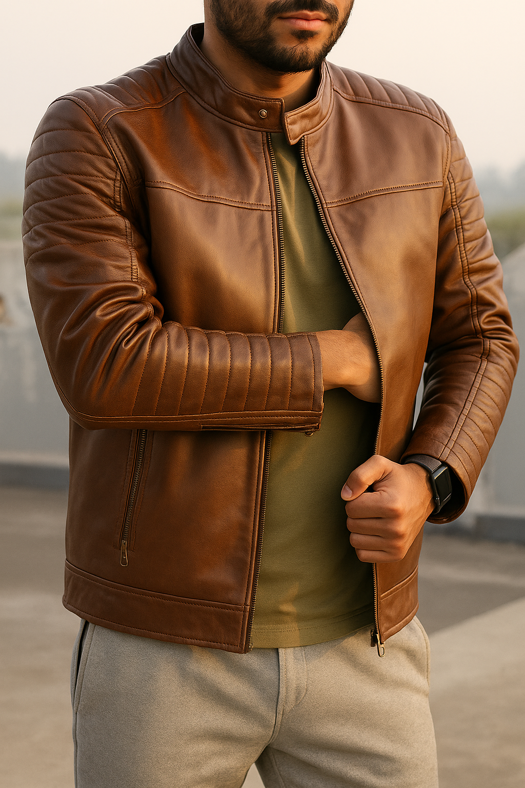 Men&#39;s Quilted Leather biker Jacket | Biker Leather Jacket