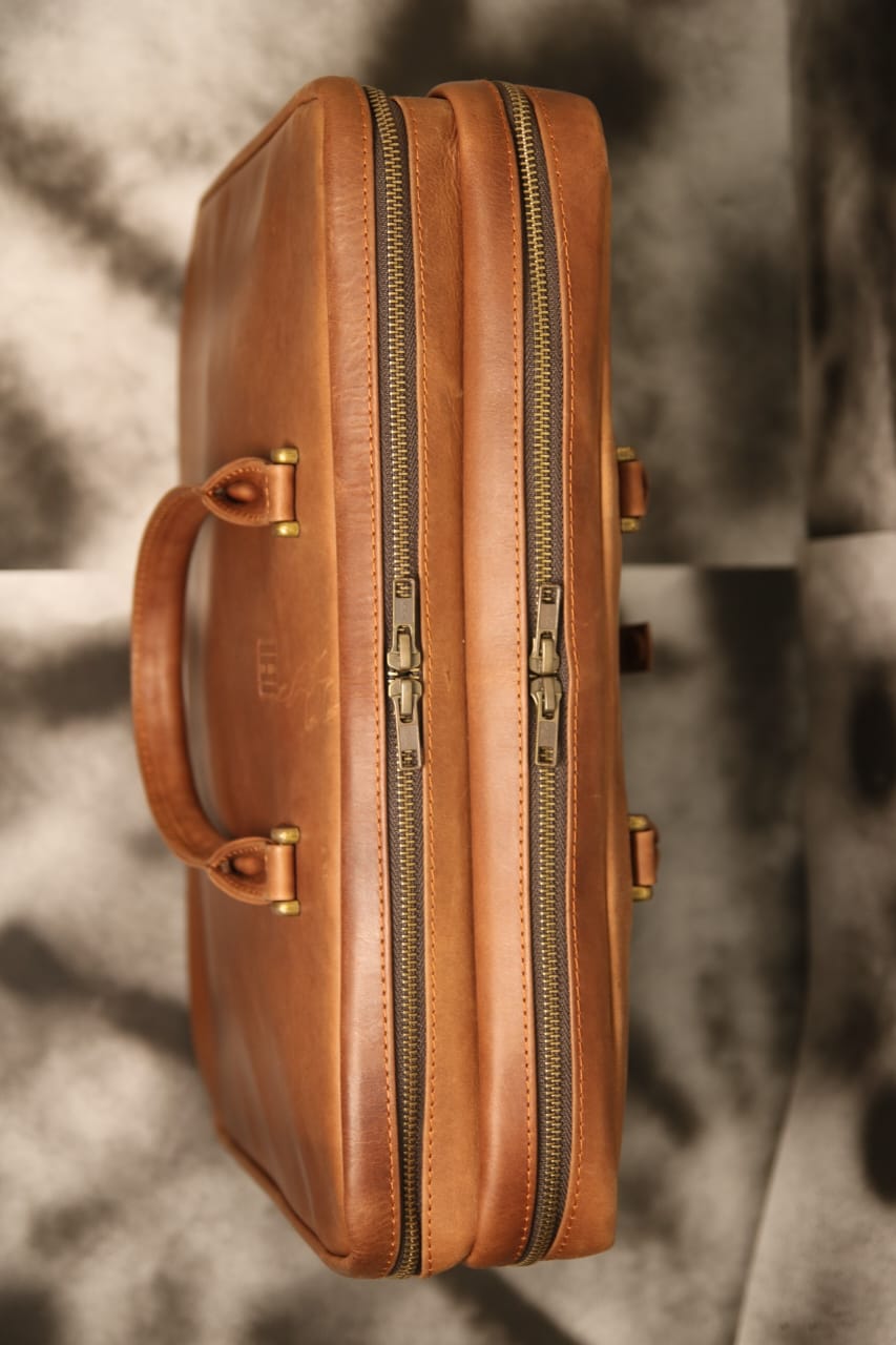 Men&#39;s leather laptop briefcase organizer bag