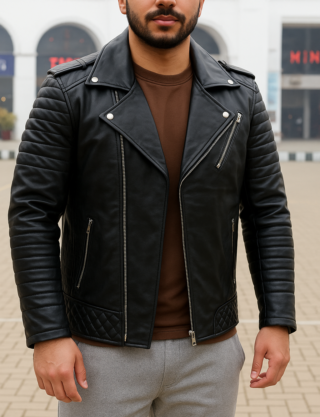 Men&#39;s biker Leather Jacket, lambskin original leather jackets