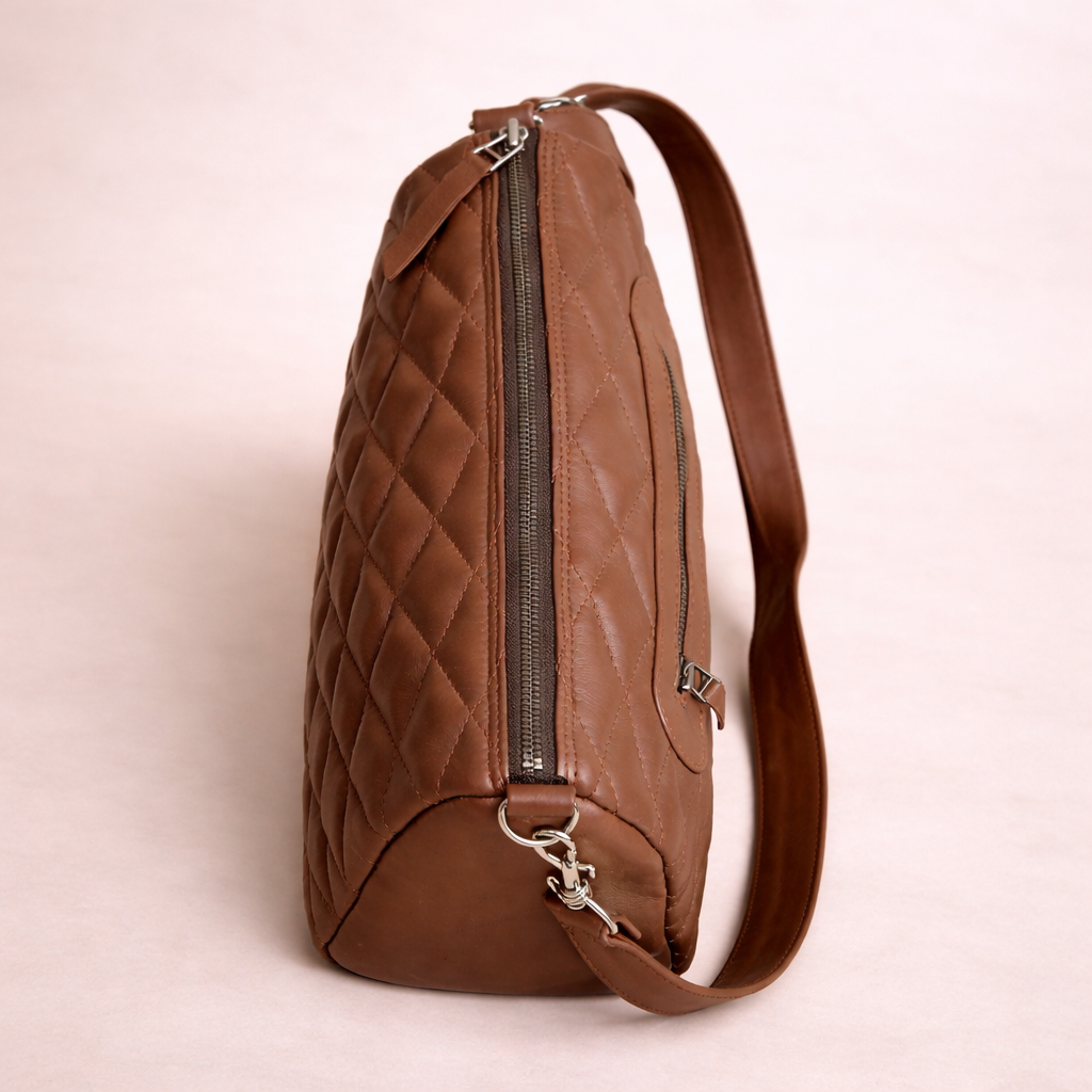 Ladies Leather Handbag – Diamond Cut Shape Bag