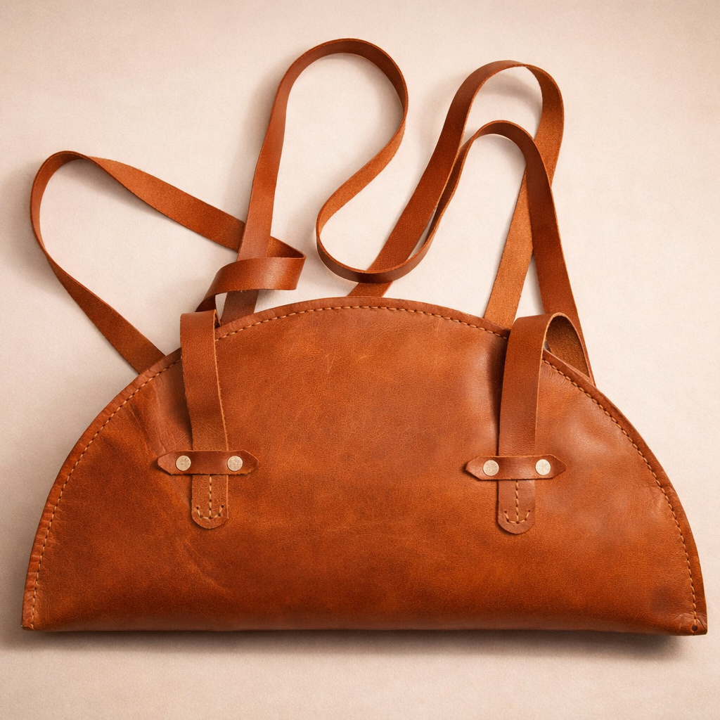 Half-moon Handmade Ladies leather hand bag