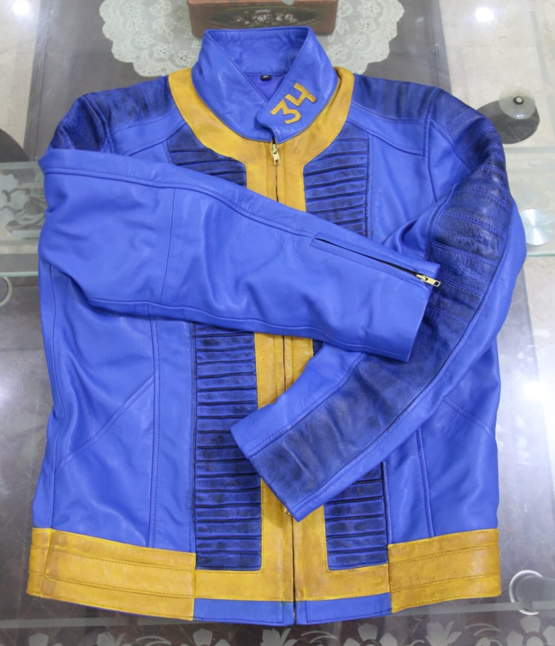 Lucy Vault 34 Blue New Vegas Costume Cosplay Leather Jacket
