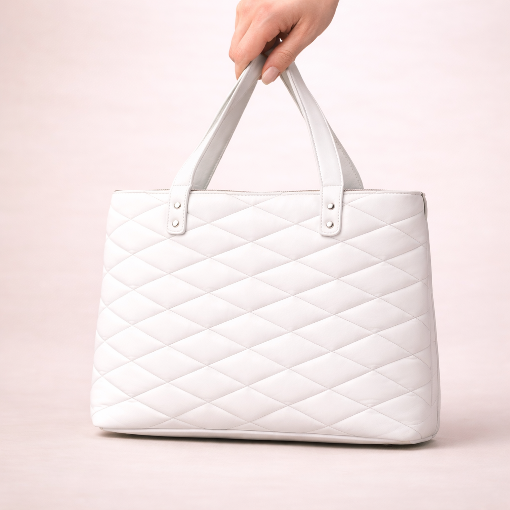 Diamond Cut Shape Leather Tote Bag for Women
