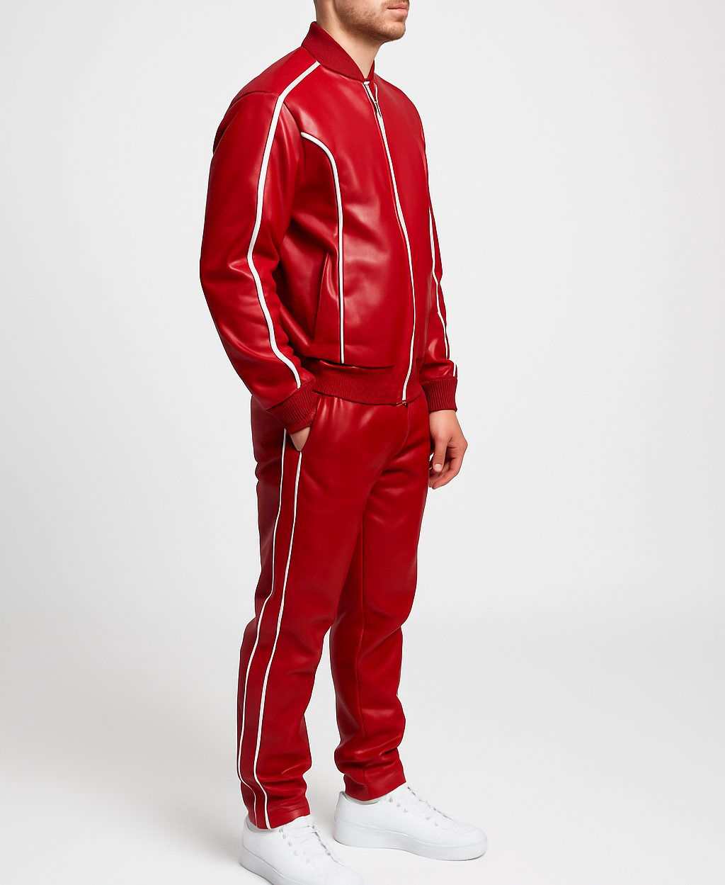Men's Leather Track Suit Sweatsuit