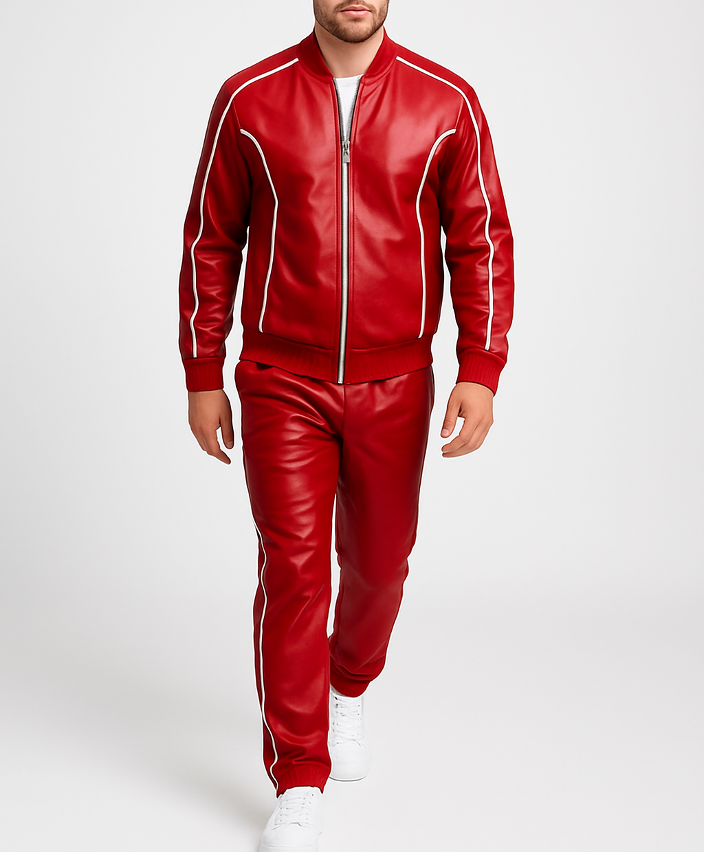 Men's Leather Track Suit Sweatsuit