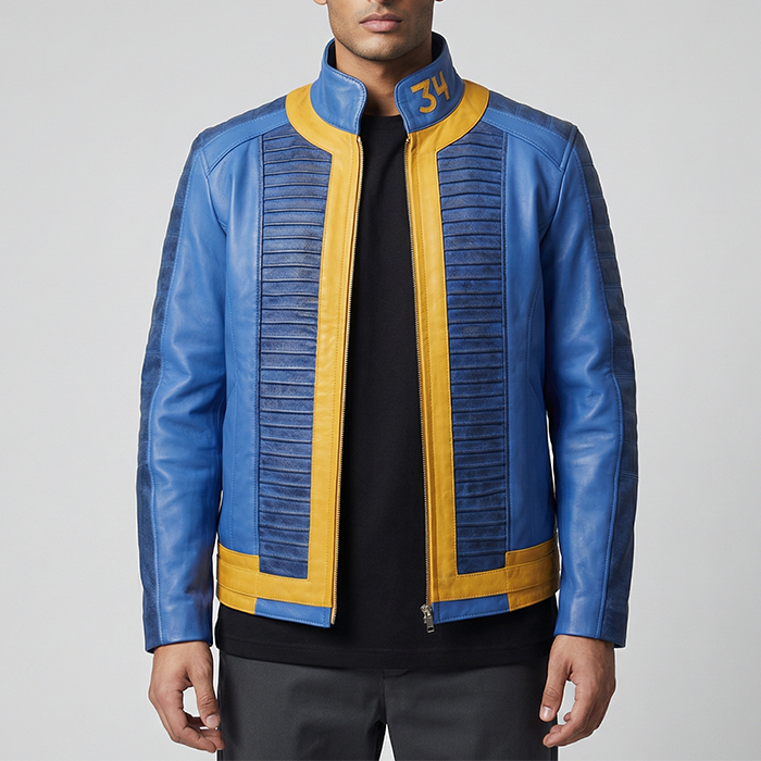 Lucy Vault 34 Blue New Vegas Costume Cosplay Leather Jacket