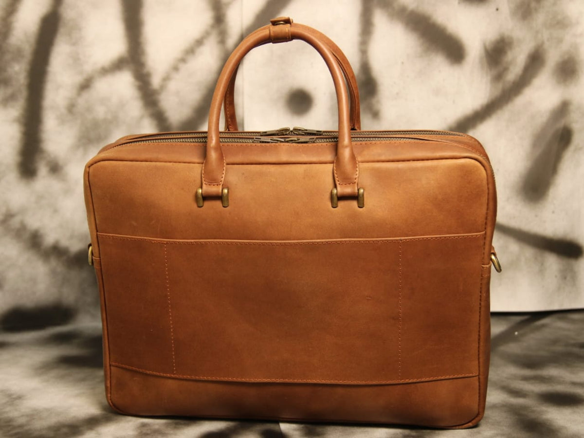 Men&#39;s leather laptop briefcase organizer bag