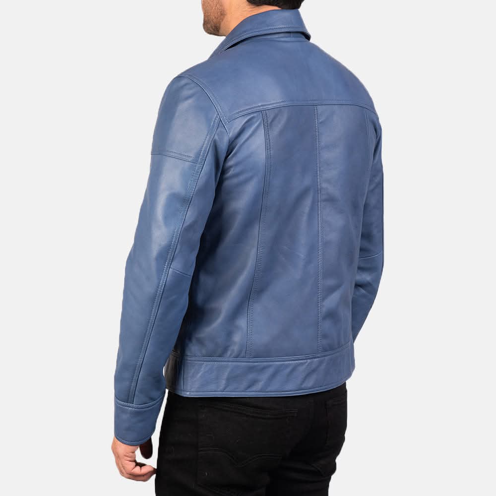 Lavendard Blue Leather Biker Jacket for men’s