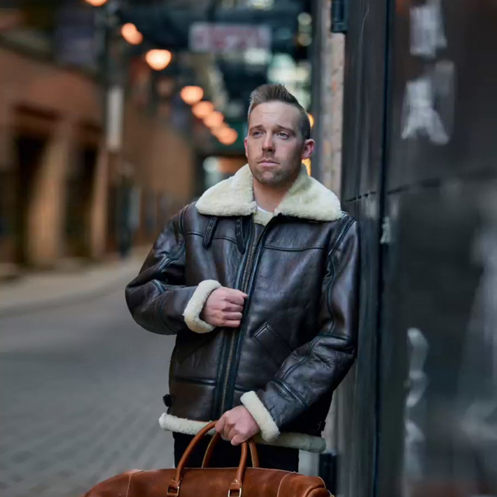 Premium Shearling Fur Leather Jacket, ultra soft original fur jacket, bomber jacket