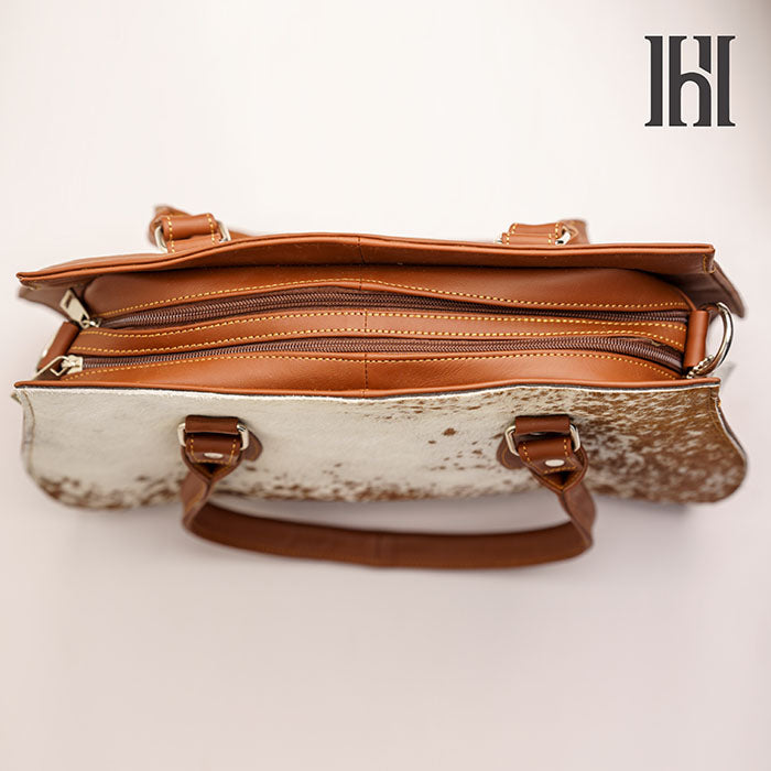 Hair on leather Classic brown handbag