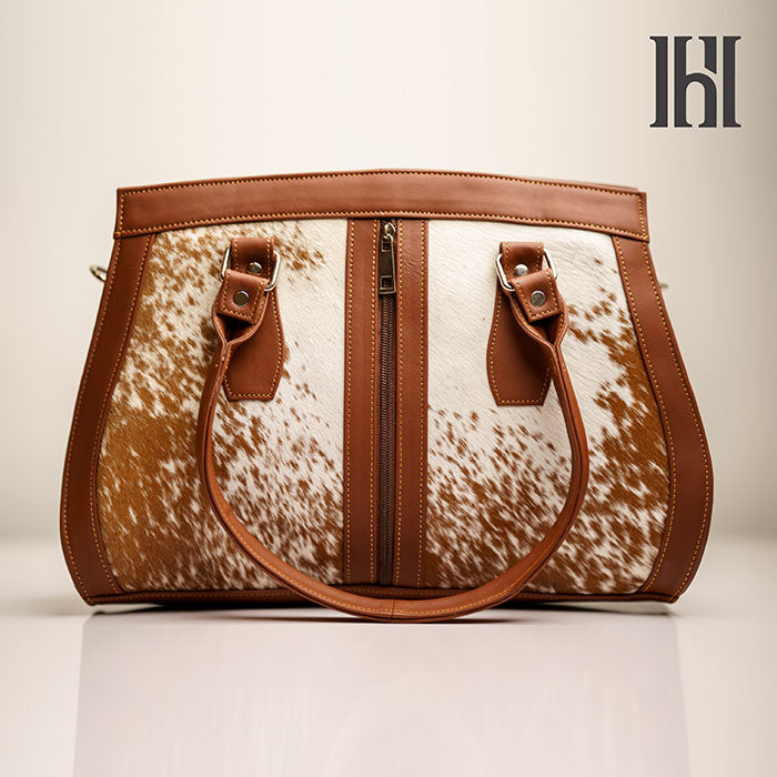 Hair on leather Classic brown handbag