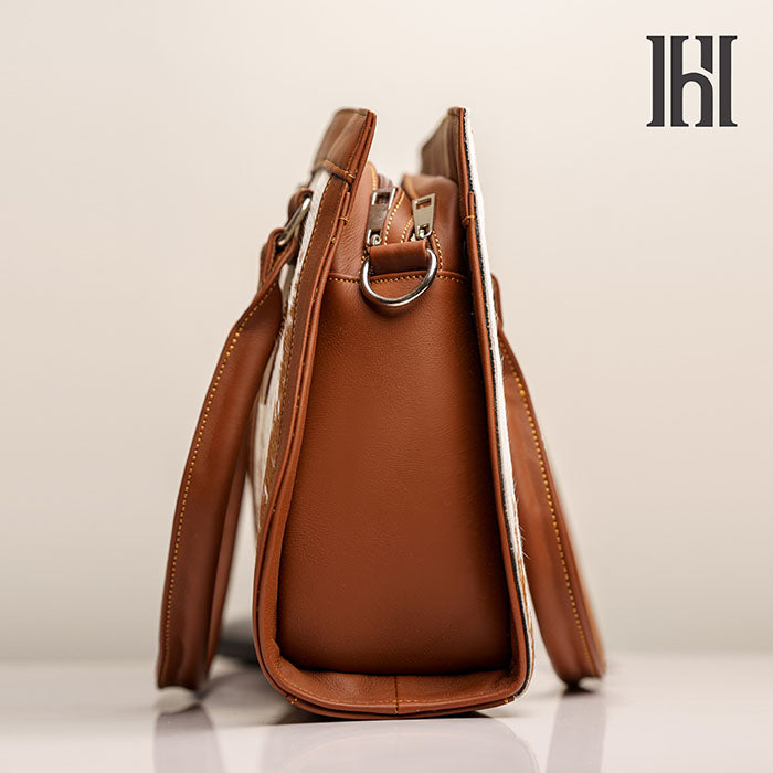 Hair on leather Classic brown handbag