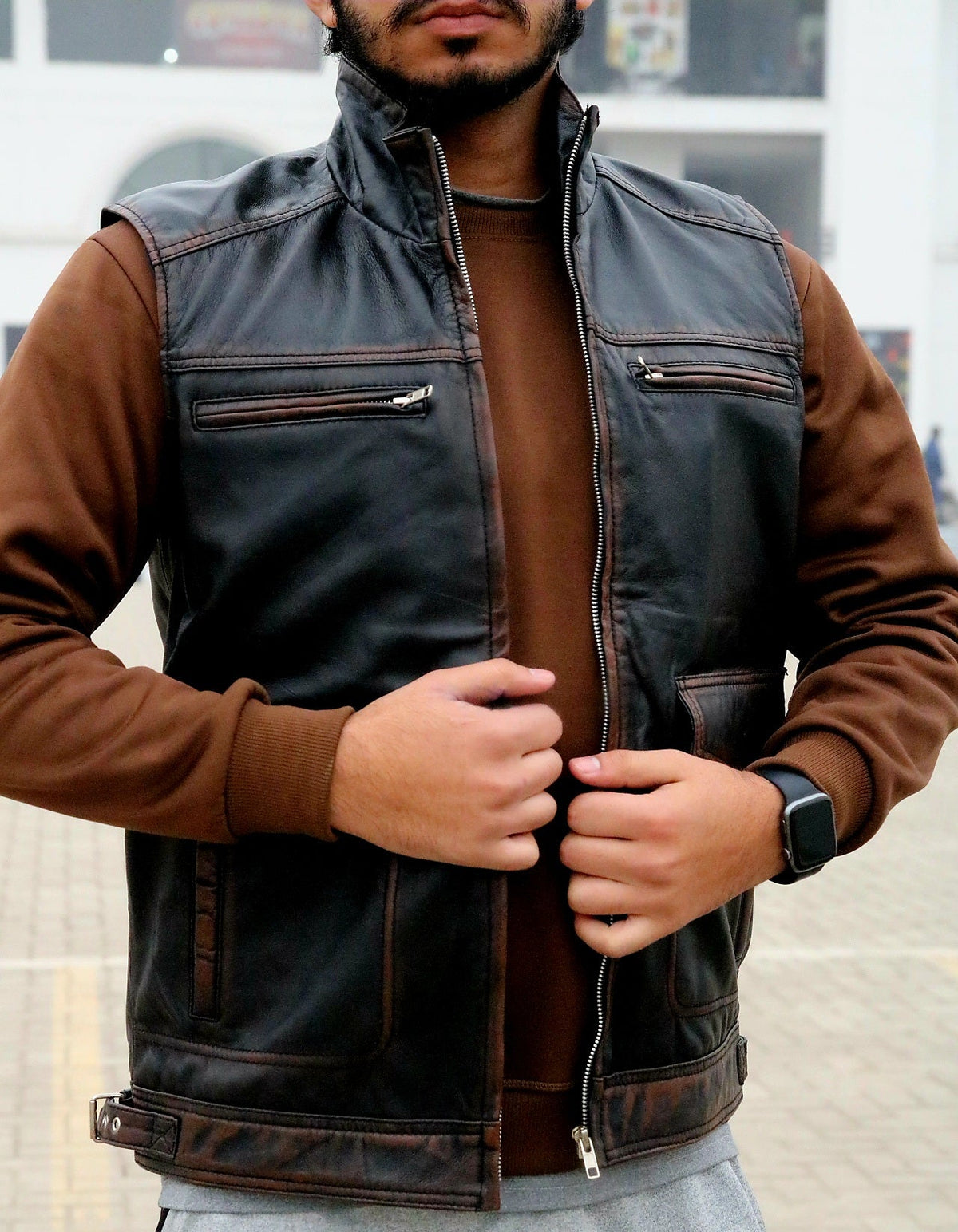 Biker Leather West for Men