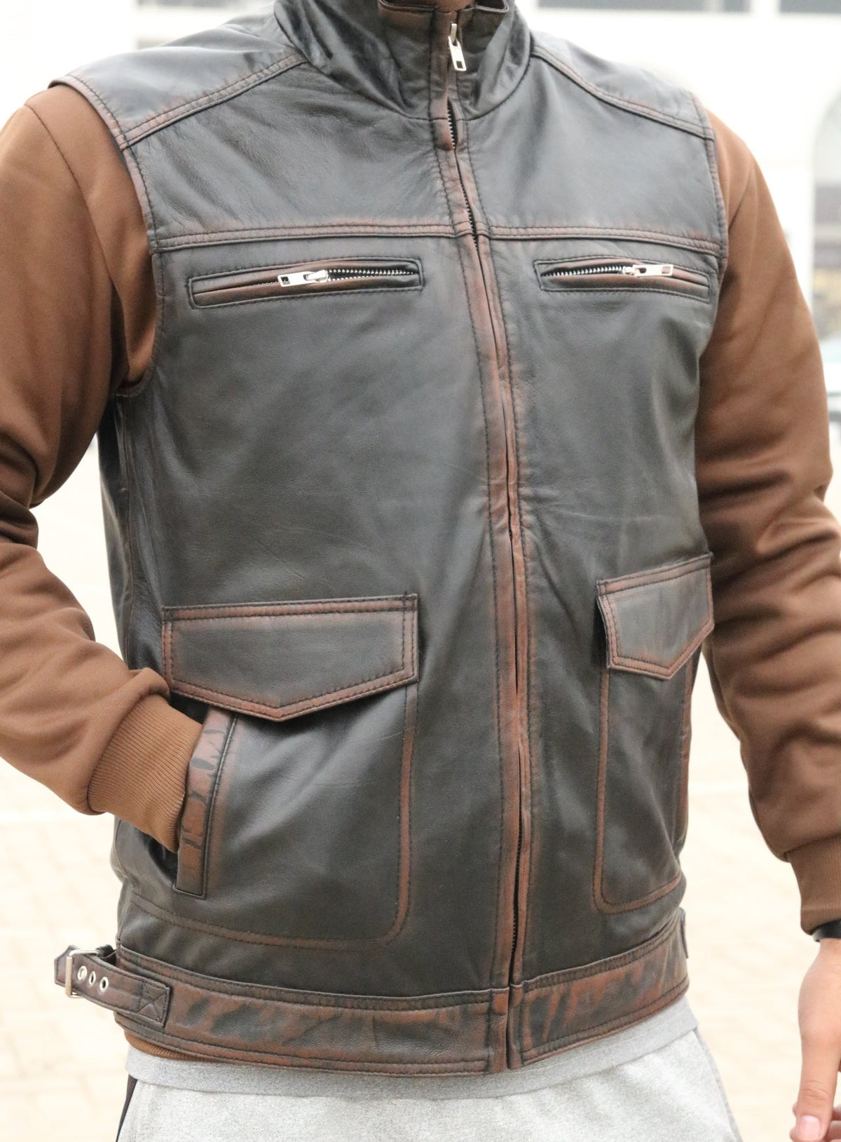 Biker Leather West for Men