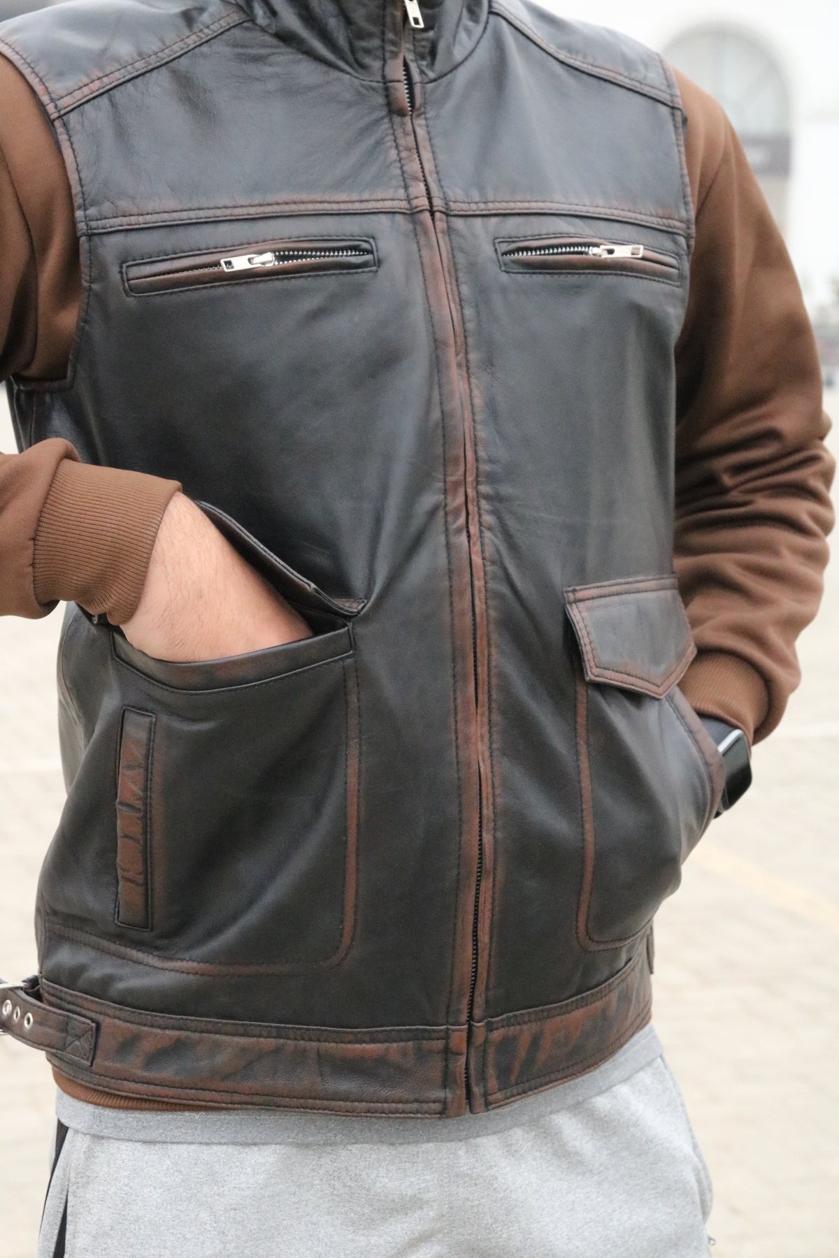 Biker Leather West for Men