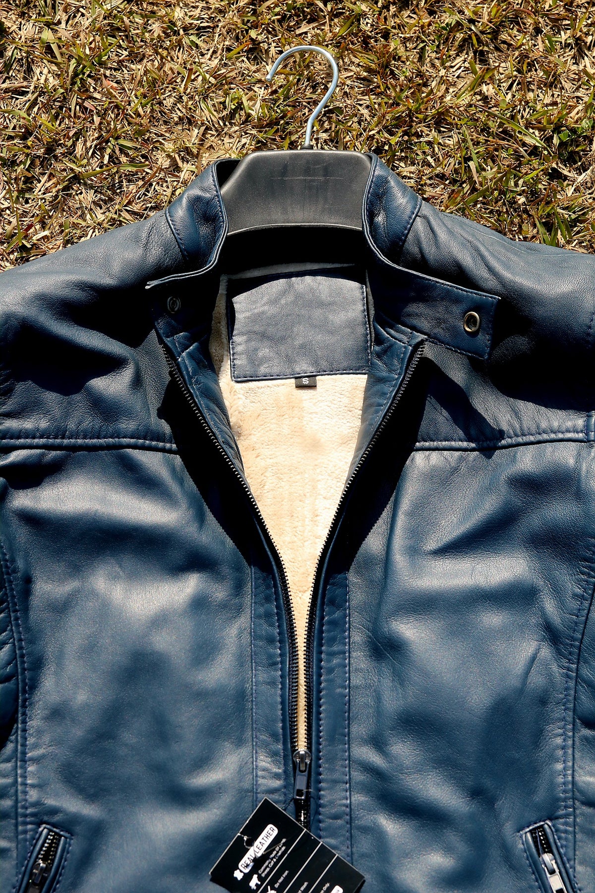 Bold Blue Leather Jacket