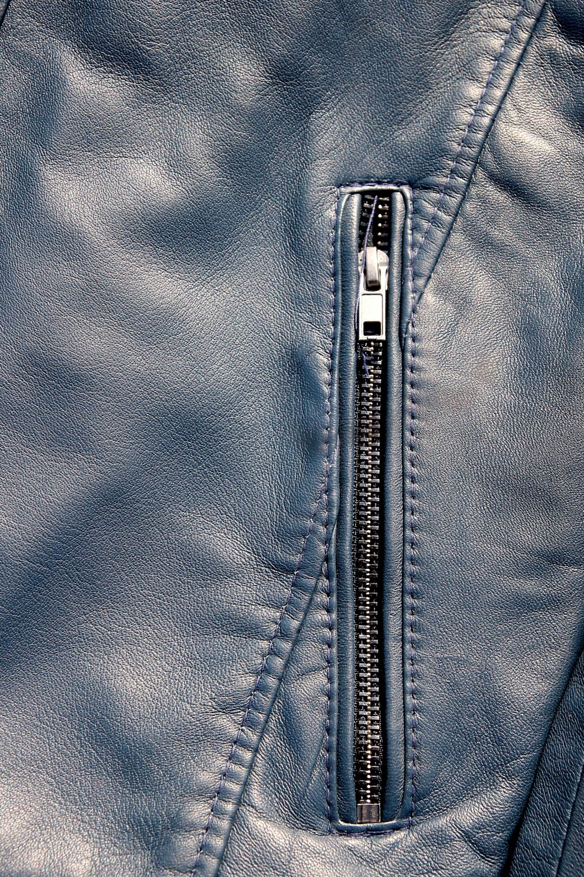 Bold Blue Leather Jacket