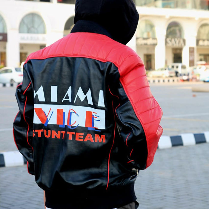 Vintage Miami Vice Stunt Leather Bomber Jacket