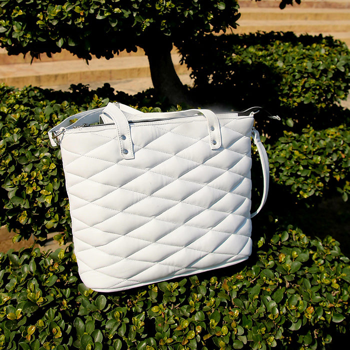 Diamond Cut Shape Leather Tote Bag for Women
