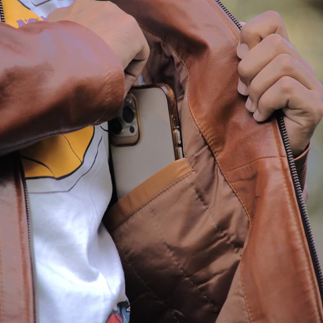 Tan leather jacket for men&#39;s