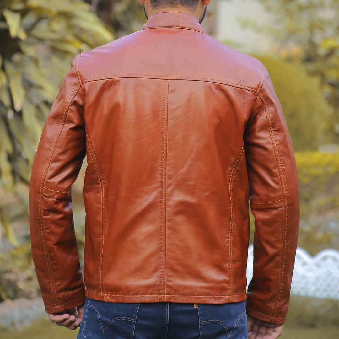 Tan leather jacket for men&#39;s
