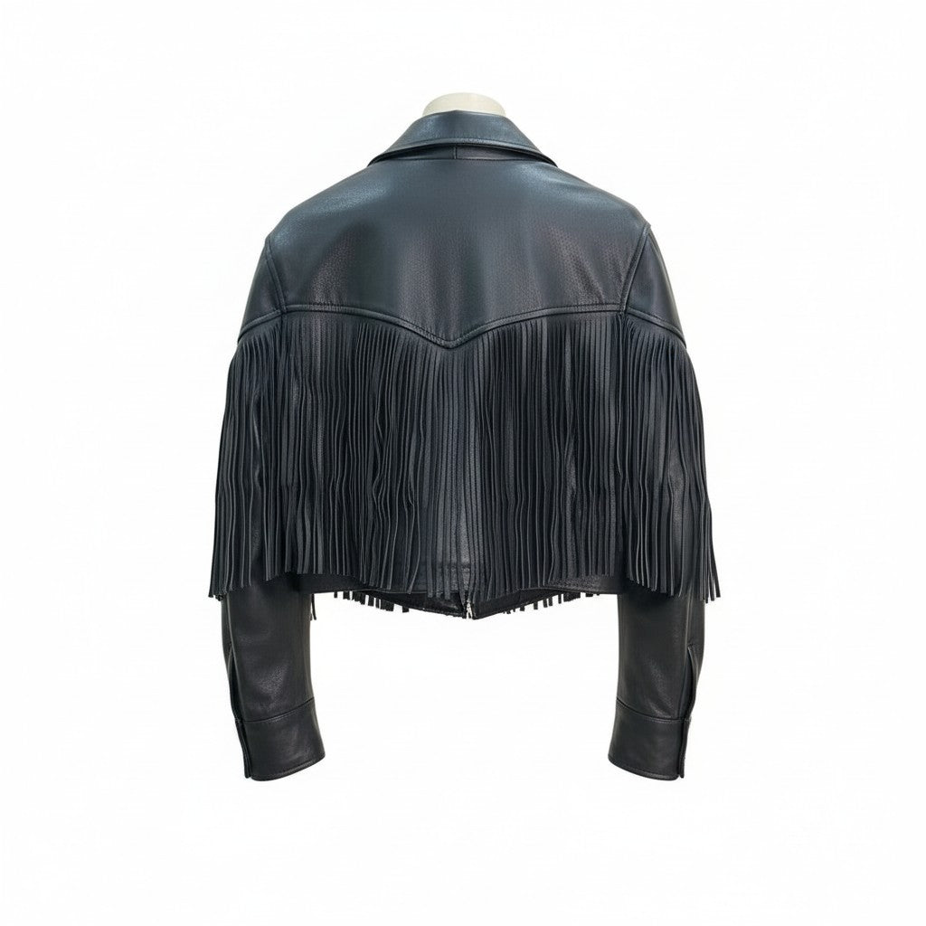 Women’s Black Fringe Leather Jacket