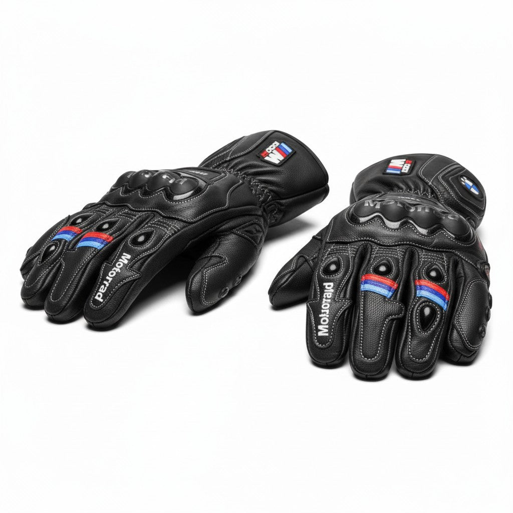 BMW M1000RR leather motorcycle racing gloves